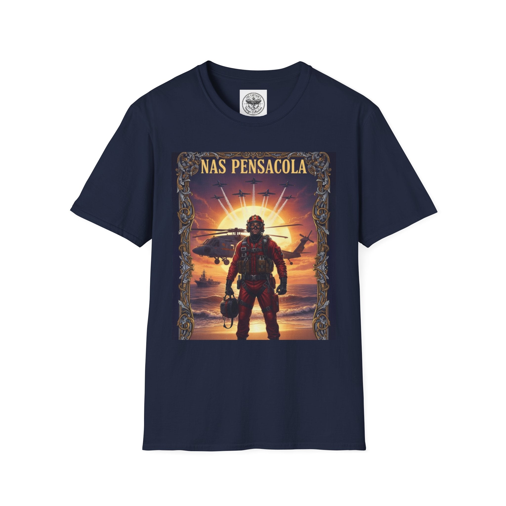 NAS Pensacola Rescue Crew T-Shirt — Navy SAR Helicopter Search & Rescue Tee