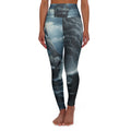 Stormy Seas High-Waist Yoga Leggings — Nautical Ship & Clouds Print