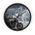 Biker & Ghost Horse Wall Clock — Haunted Seaside Motorcycle Decor