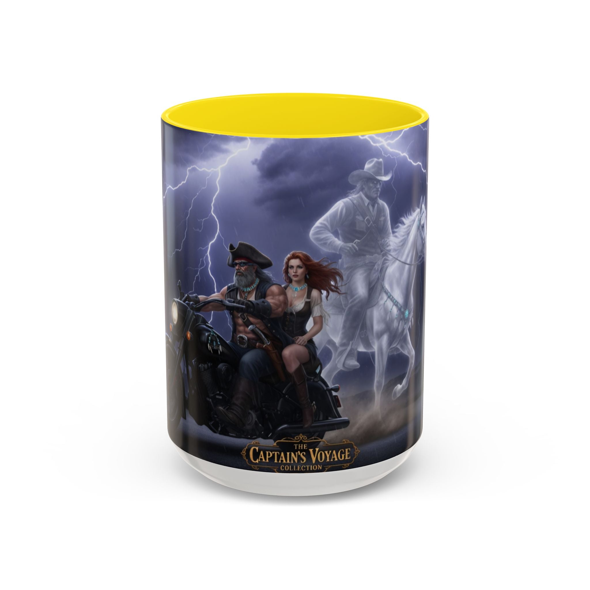 Western Ghost Riders Coffee Mug — Phantom Cowboy & Horse Lightning Accent Mug (11/15oz)