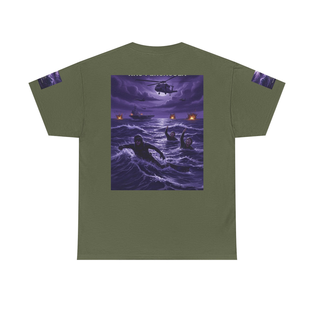 Rescue Night Tee — Purple Helicopter Sea Rescue Graphic T-Shirt