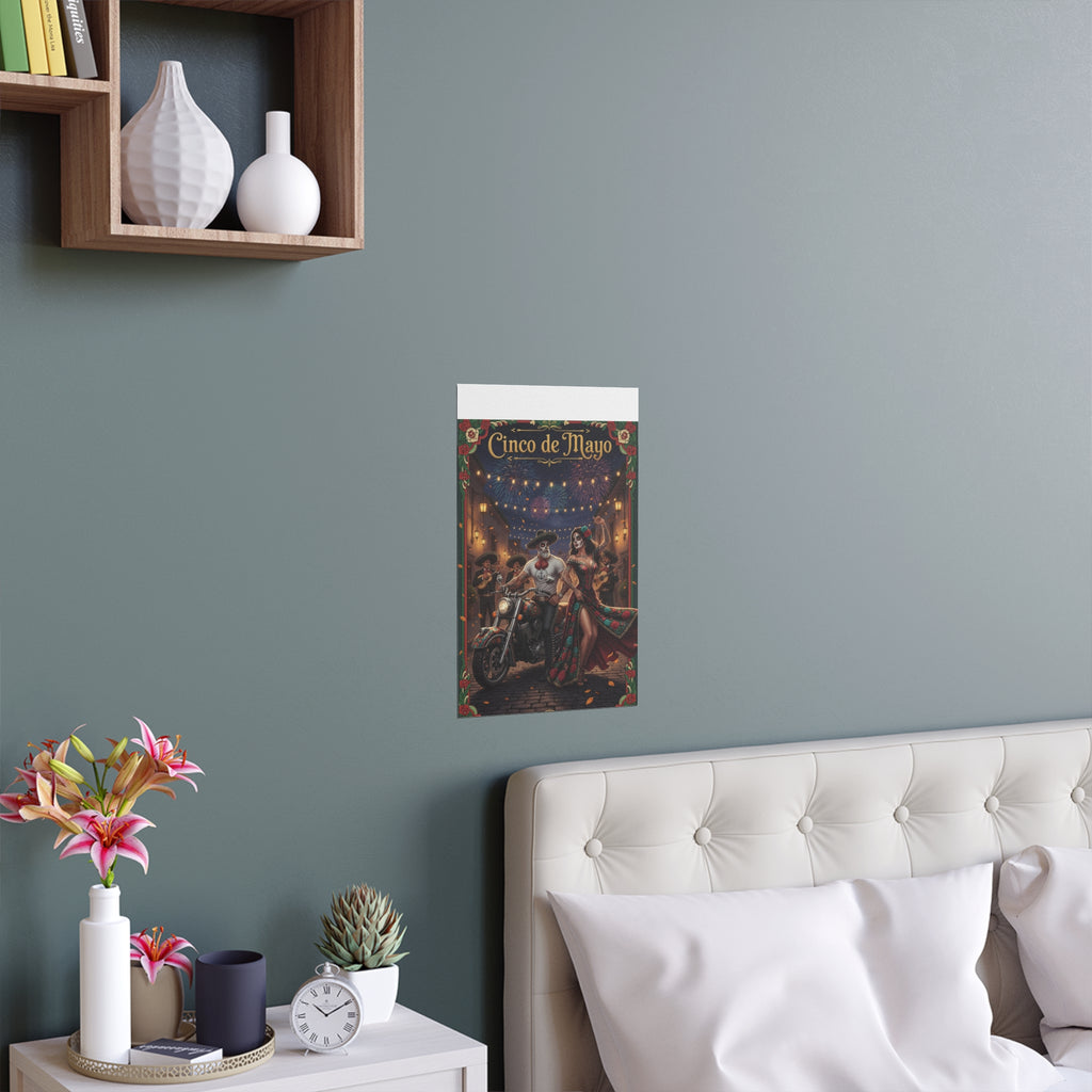 Day of the Dead Biker Silk Poster — Outdoor/Indoor Dia de los Muertos Wall Art