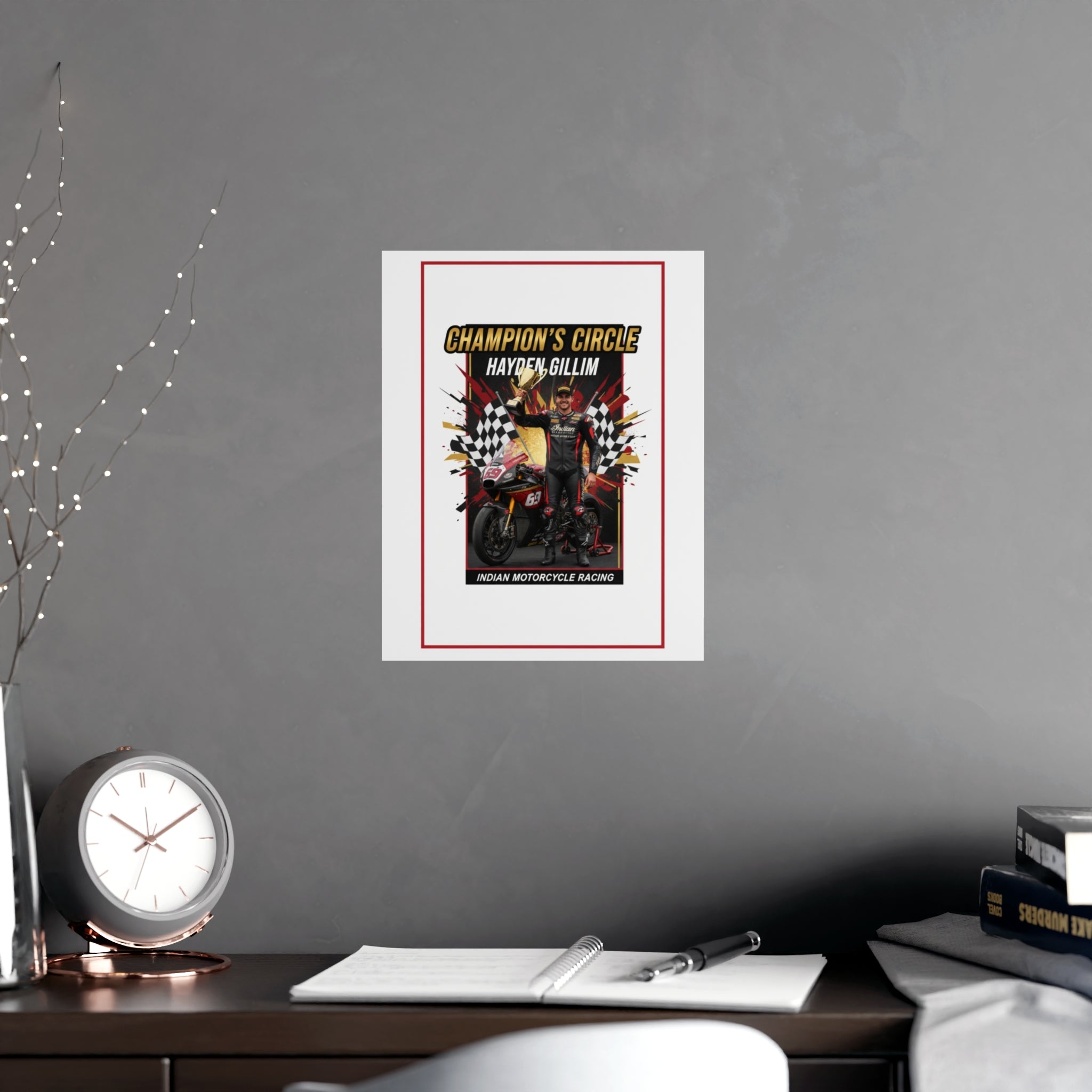 Champion's Circle Motorcycle Poster — Personalized Racing Matte Print
