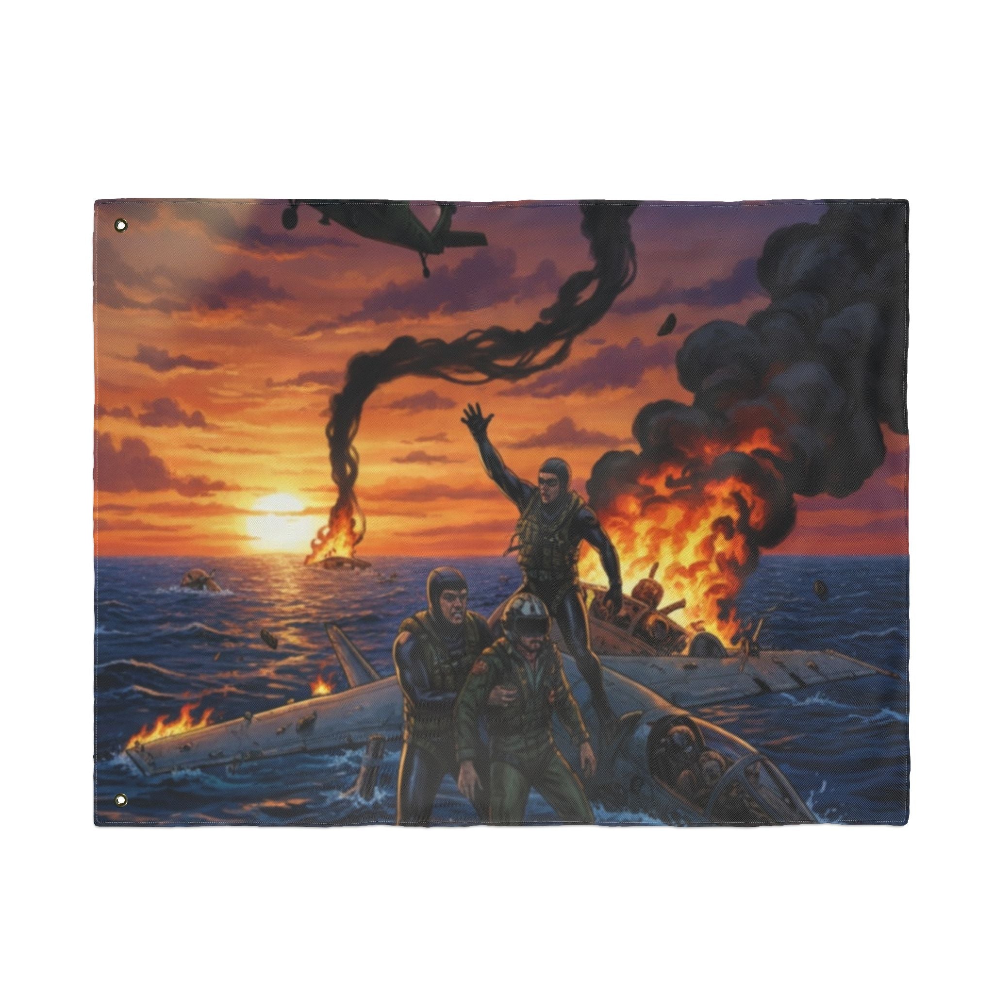 Double-Sided Nautical Rescue Flag — Navy SAR Search & Rescue Scene