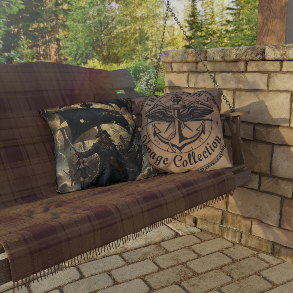 Pirate Captain Outdoor Pillow – Nautical Voyage Anchor Throw Cushion