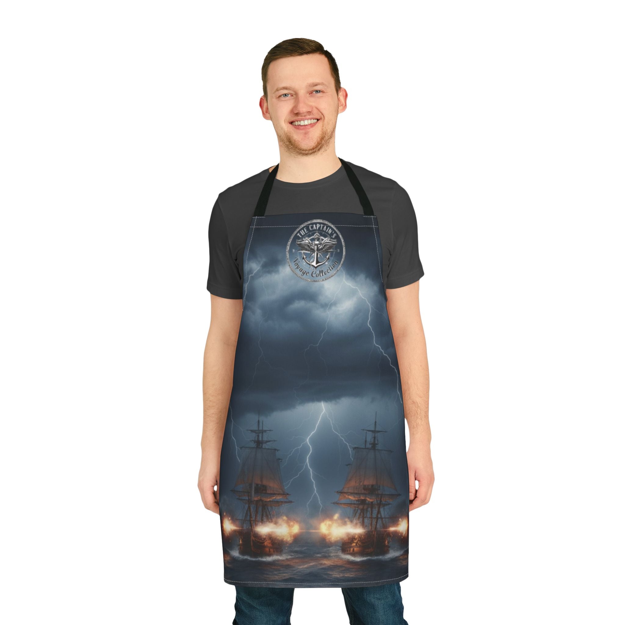 Nautical Battle Apron — Stormy Sailing Ship Cooking Apron