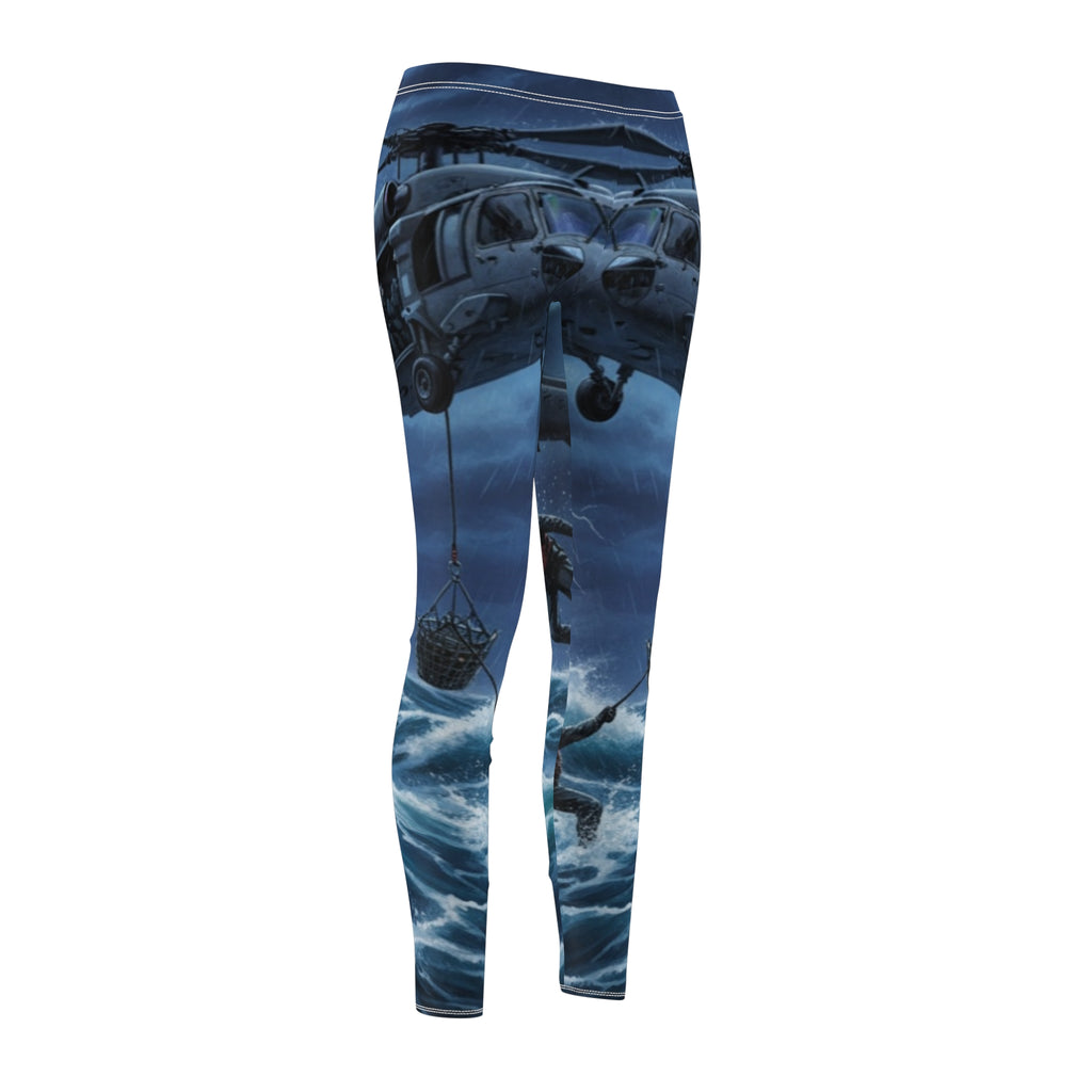 Ocean Storm Leggings — Nautical Shark & Waves All-Over Print