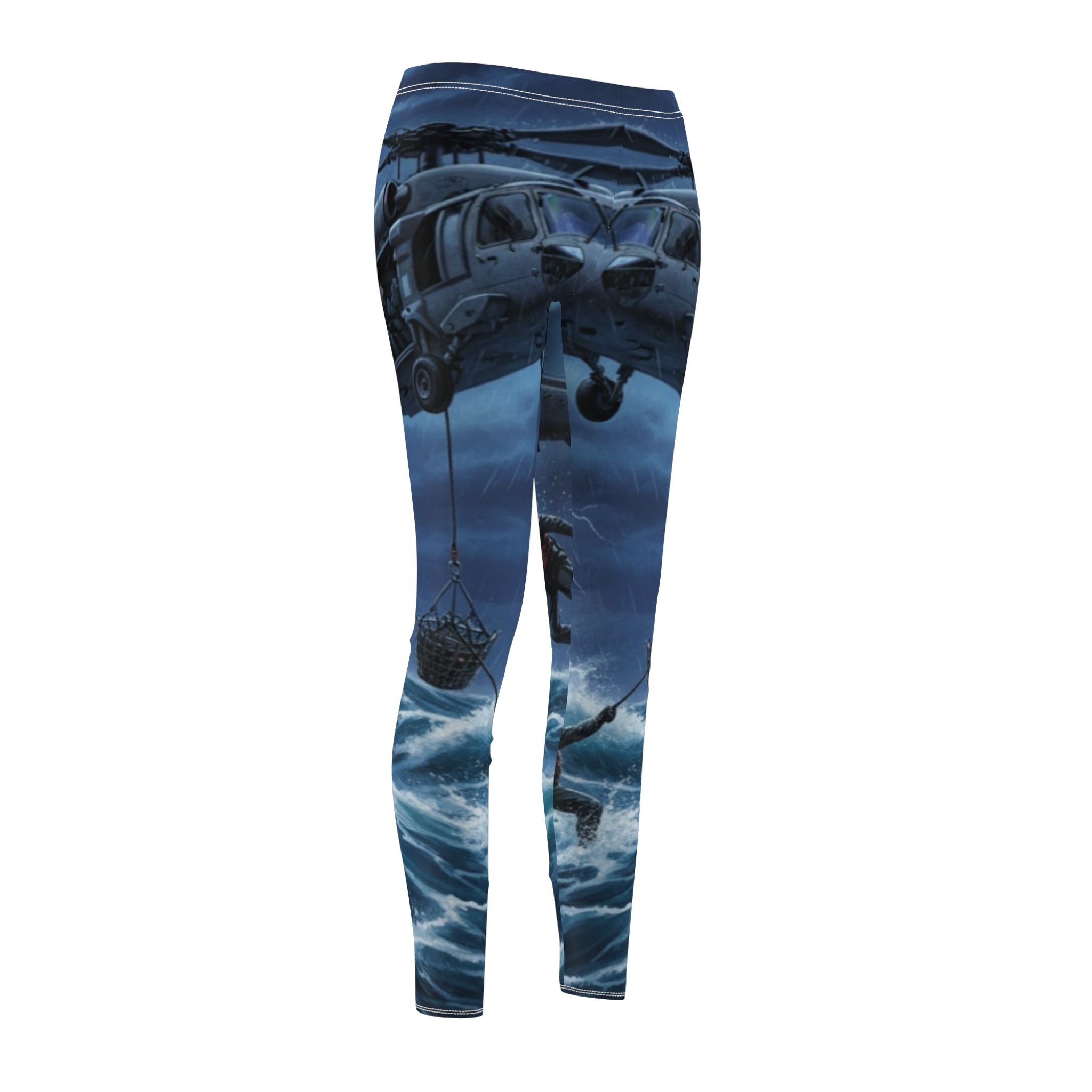 Ocean Storm Leggings — Nautical Shark & Waves All-Over Print