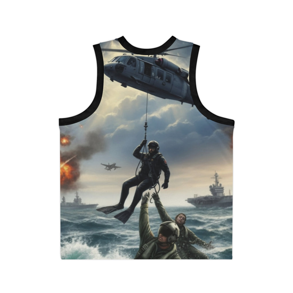 NAS Pensacola Rescue Helicopter Basketball Jersey — Military Aviation AOP Tank Top