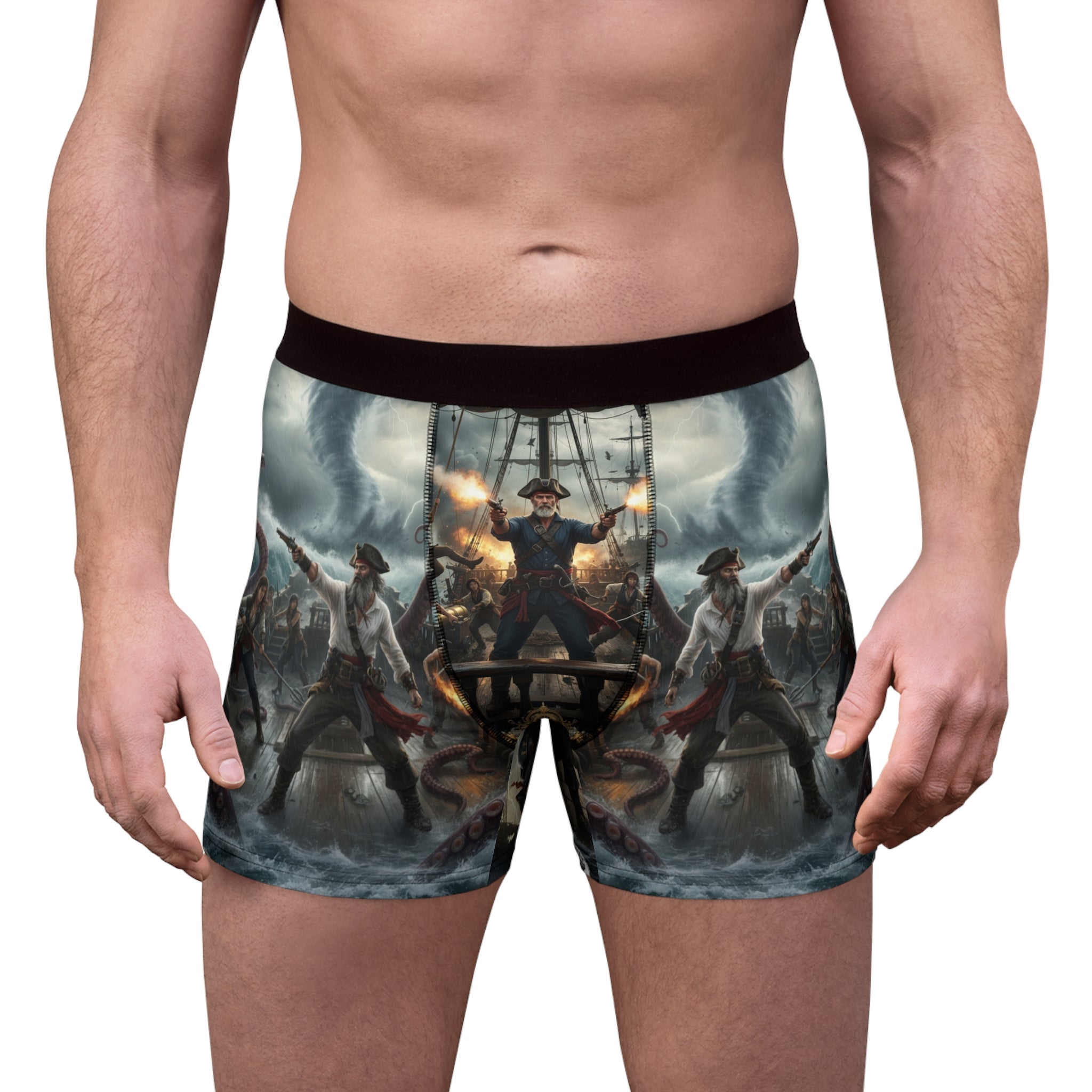 Pirate Battle All-Over Print Boxer Briefs — Captain & Crew Sea Battle Design