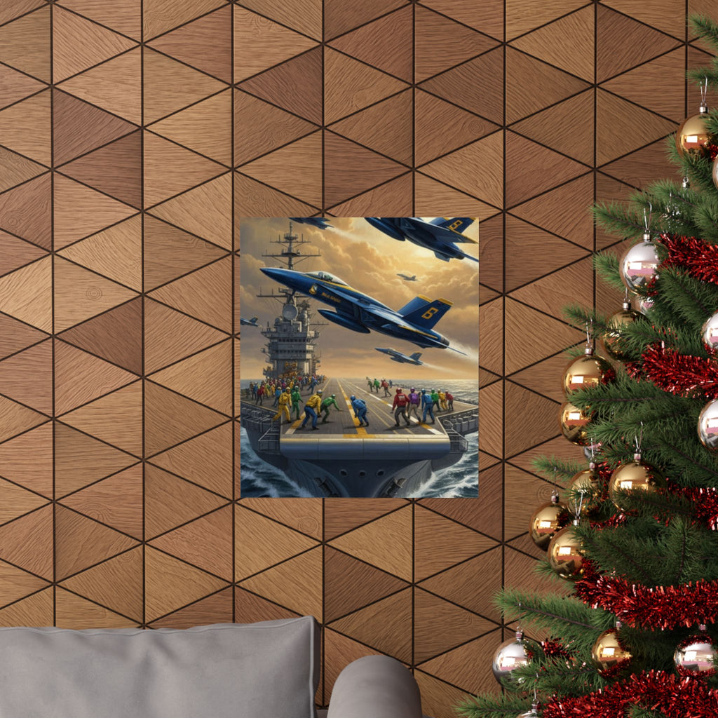 Navy SAR Rescue Helicopter Matte Poster — Dramatic Sea Rescue Art