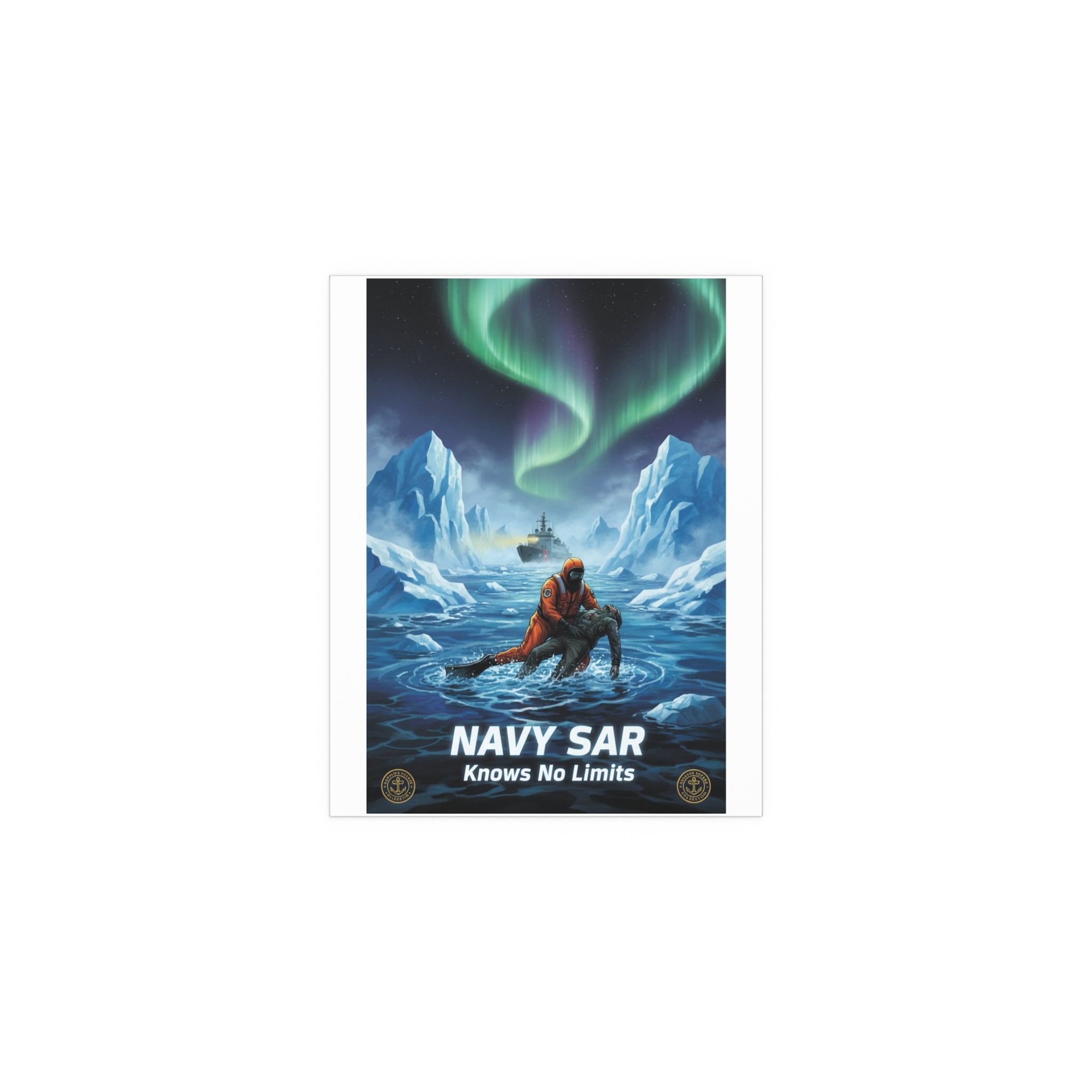 Silk Poster — 'Navy SAR Knows No Limits' Arctic Rescue Wall Art (Indoor/Outdoor)