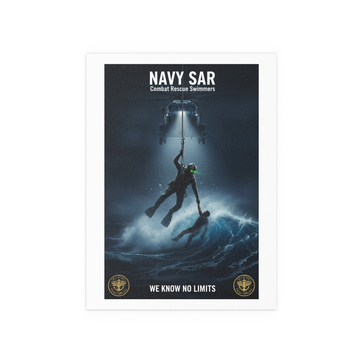 Navy SAR Combat Rescue Swimmers Silk Poster – “We Know No Limits” Indoor/Outdoor Print