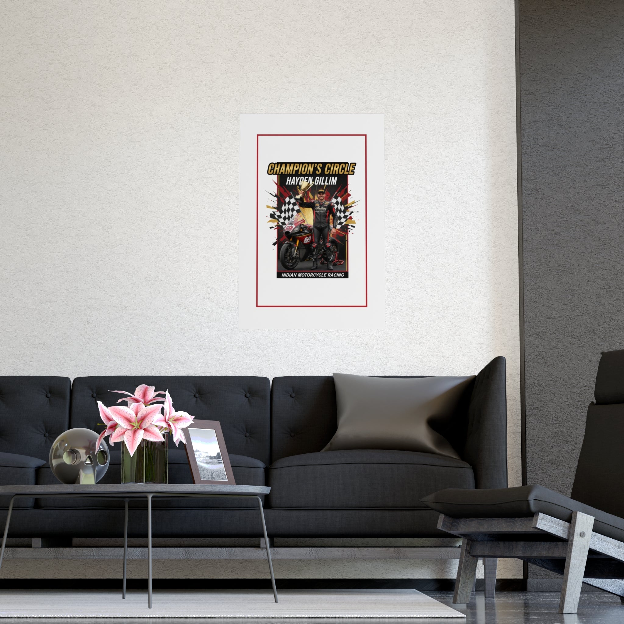 Champion's Circle Motorcycle Poster — Personalized Racing Matte Print