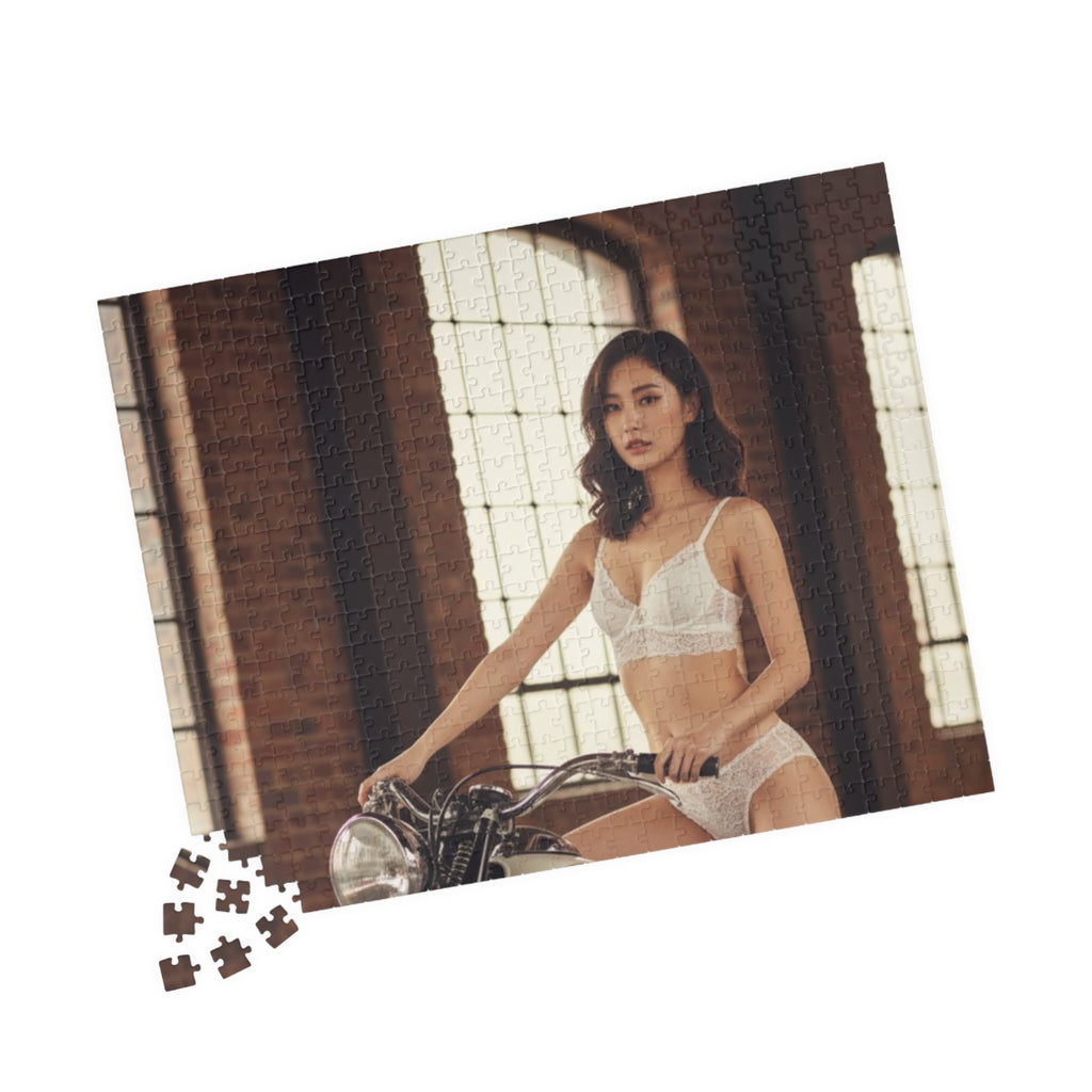 Vintage Motorcycle Pin-Up Puzzle – 520/1014 Piece Photo Jigsaw