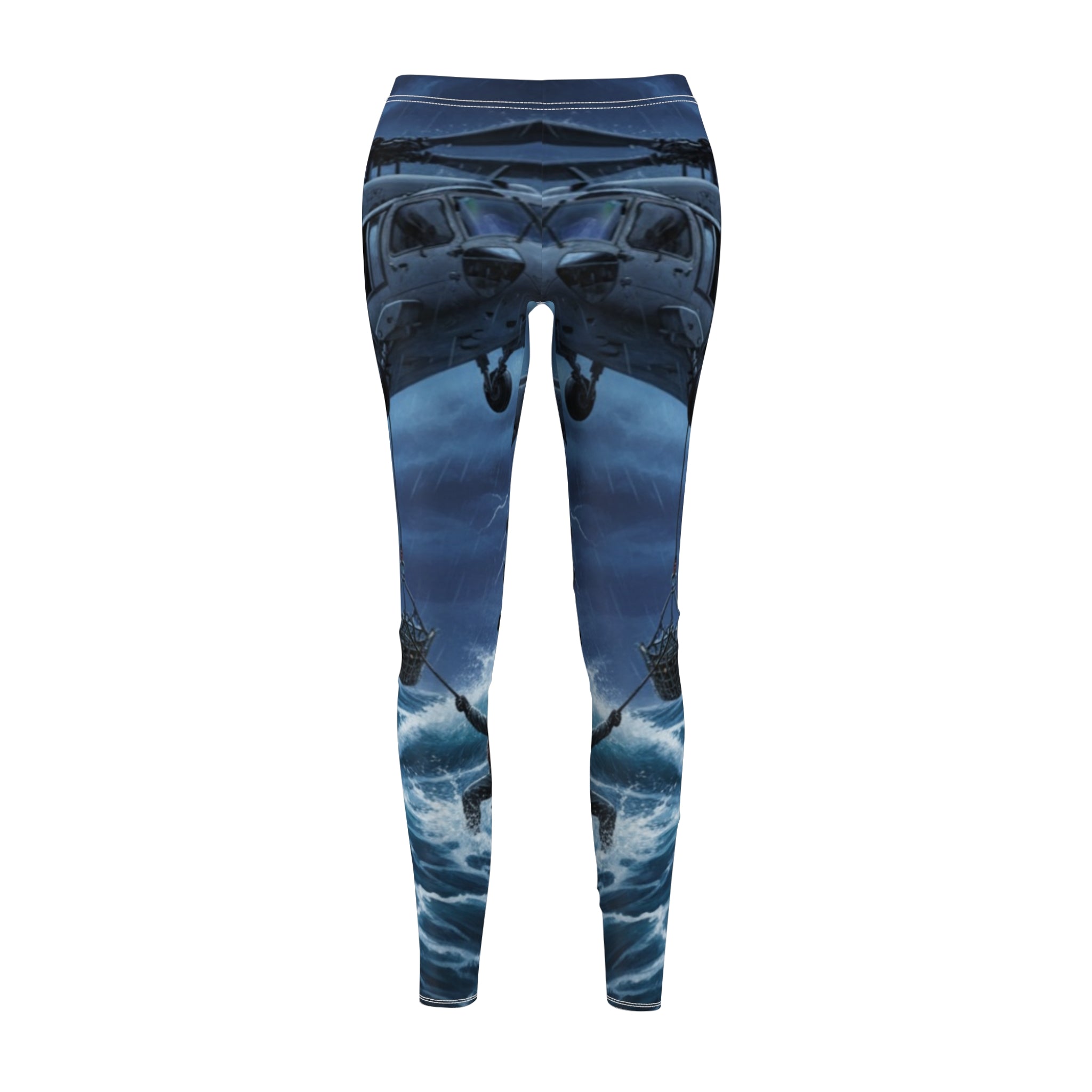Ocean Storm Leggings — Nautical Shark & Waves All-Over Print