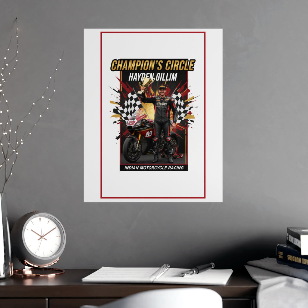 Champion's Circle Motorcycle Poster — Personalized Racing Matte Print