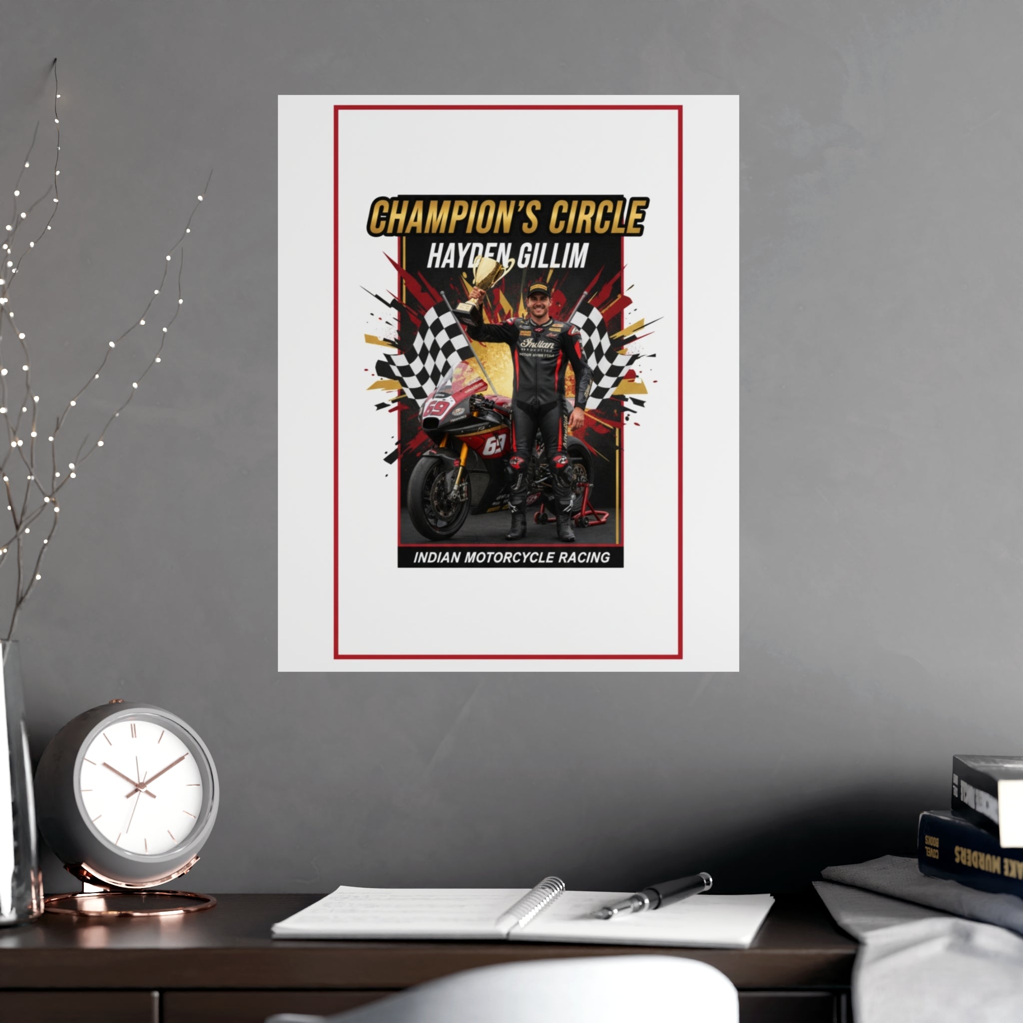 Champion's Circle Motorcycle Poster — Personalized Racing Matte Print