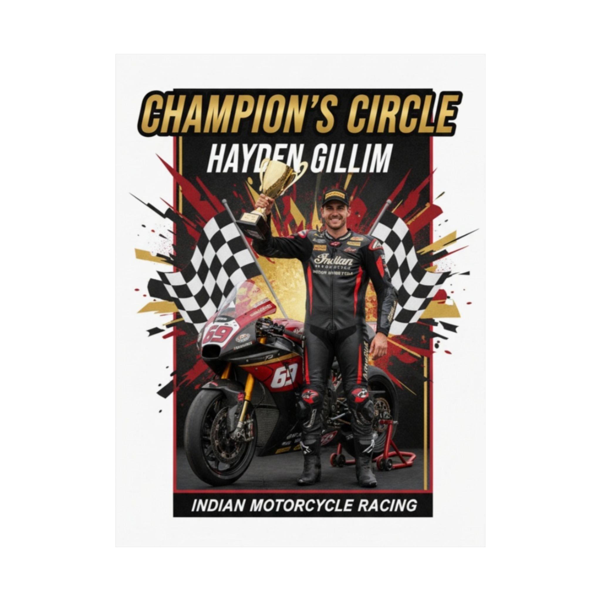 Champion's Circle Motorcycle Racing Poster — Hayden Gillim Matte Vertical Print