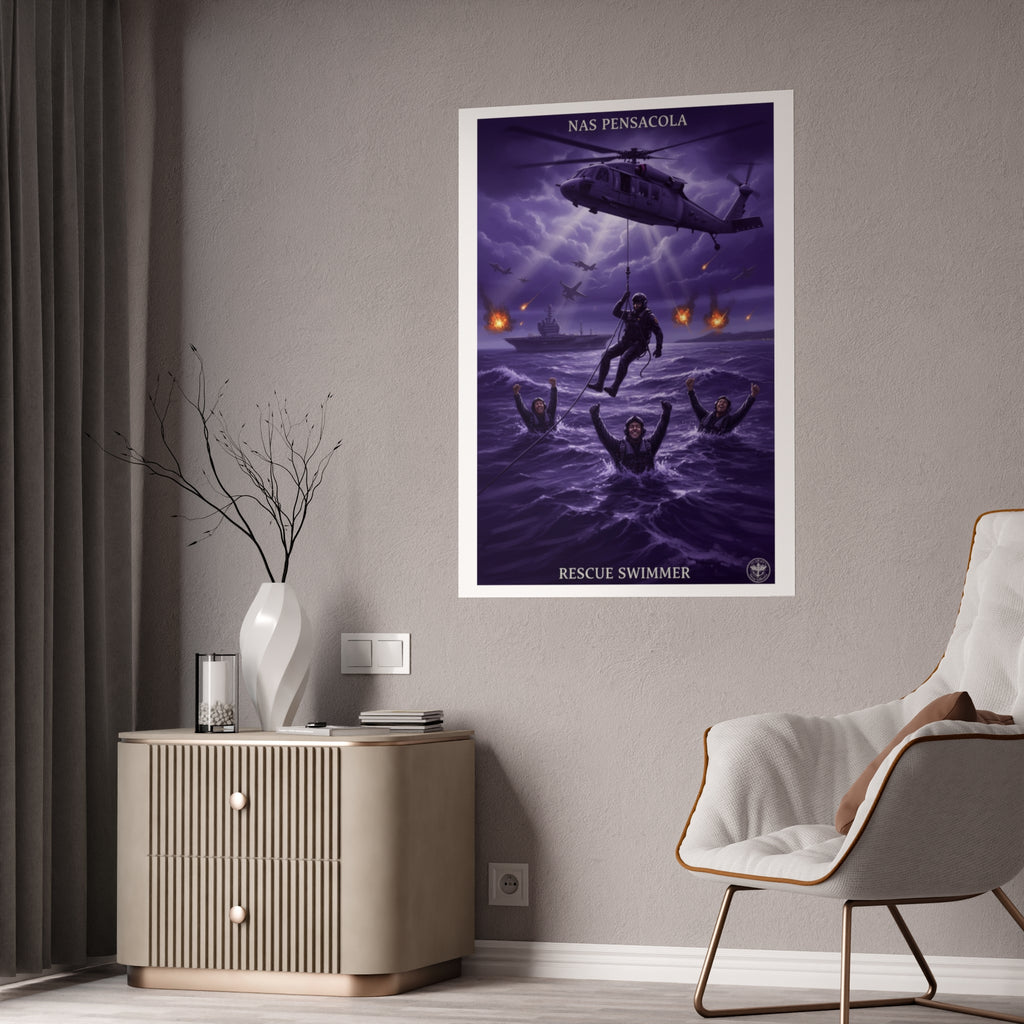 Rescue Swimmer Gloss Poster — NAS Pensacola Military Aviation Print