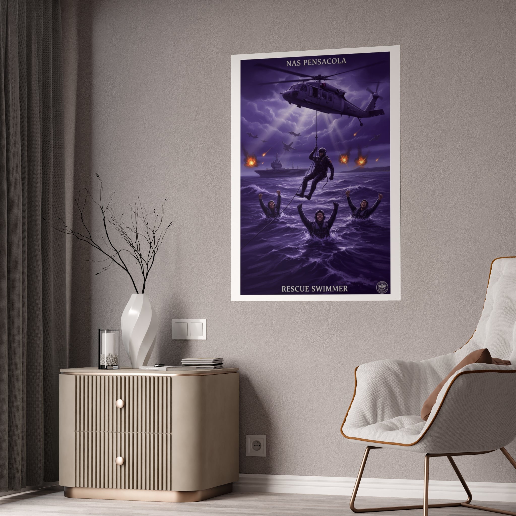 Rescue Swimmer Gloss Poster — NAS Pensacola Military Aviation Print