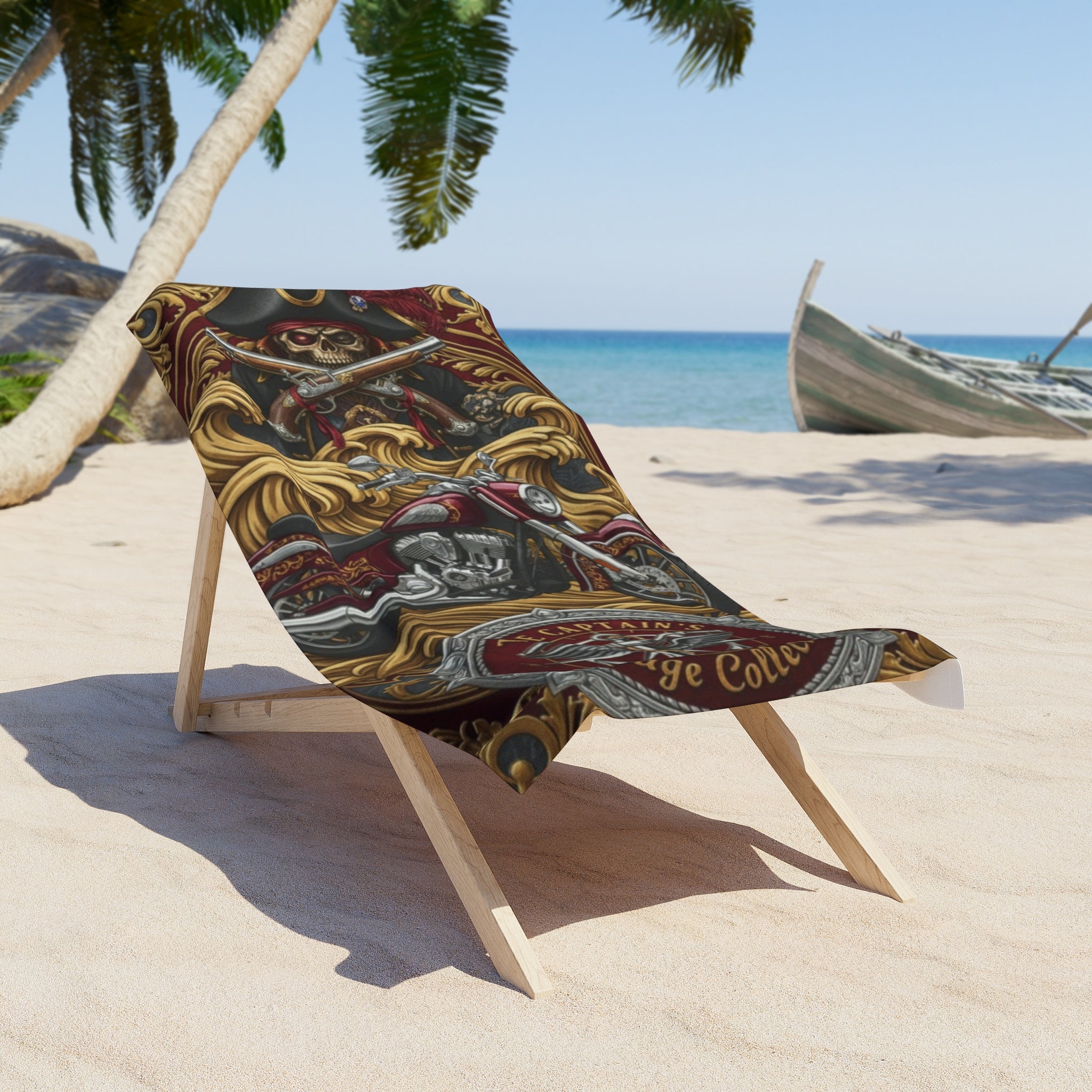 Pirate Captain Vintage Emblem Beach Towel