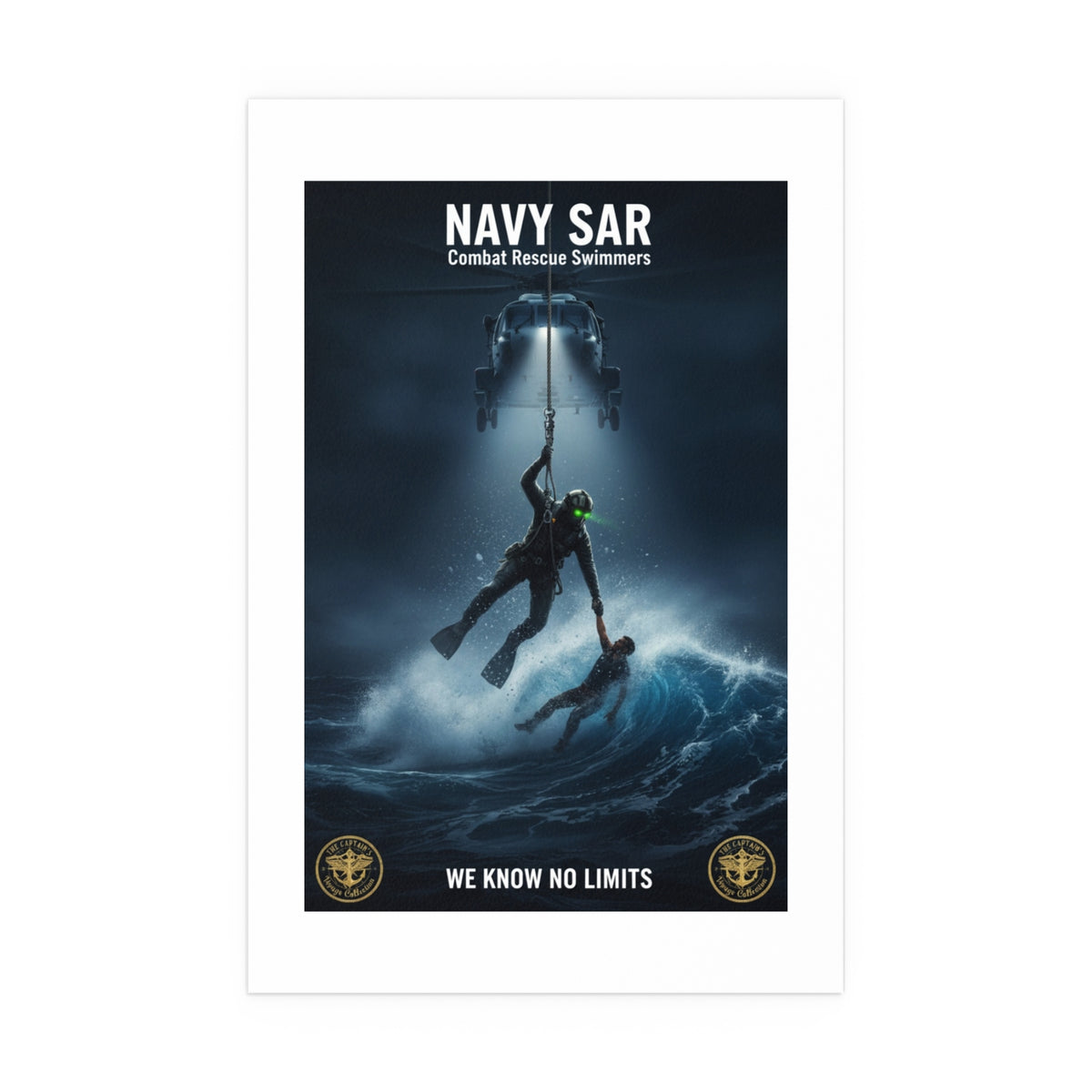 Navy SAR Combat Rescue Swimmers Silk Poster – “We Know No Limits” Indoor/Outdoor Print