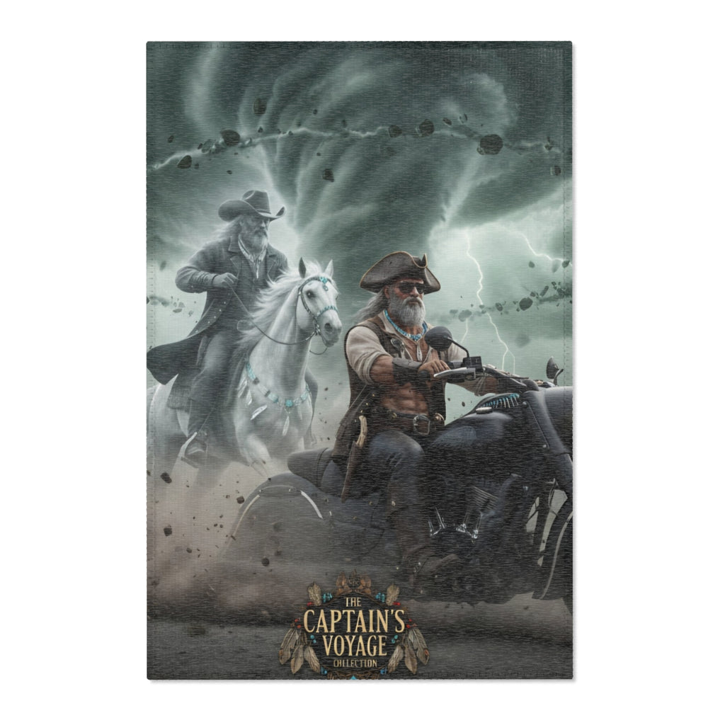 Captain's Voyage Area Rug — Biker Pirate Storm Scene Decorative Floor Mat
