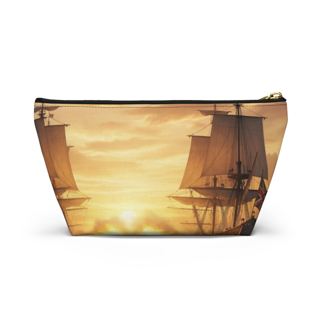 Vintage Naval Battle Accessory Pouch — Sunset Warship Makeup Bag