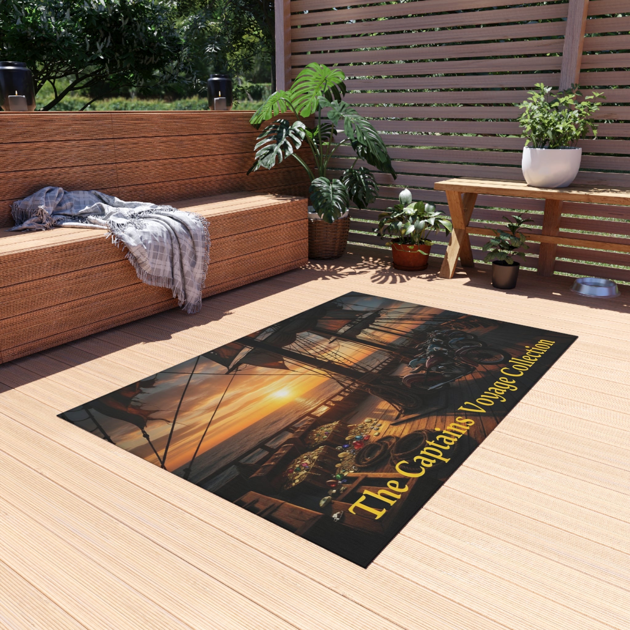 Outdoor Rug - Captain's Voyage Collection Nautical Sunset Doormat