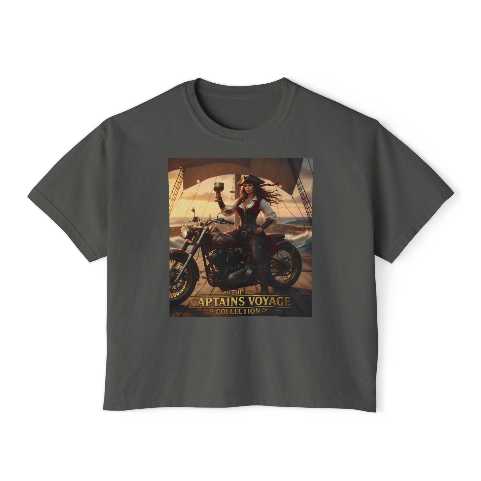 Boxy Tee — Captains Voyage Vintage Motorcycle & Sailing Graphic