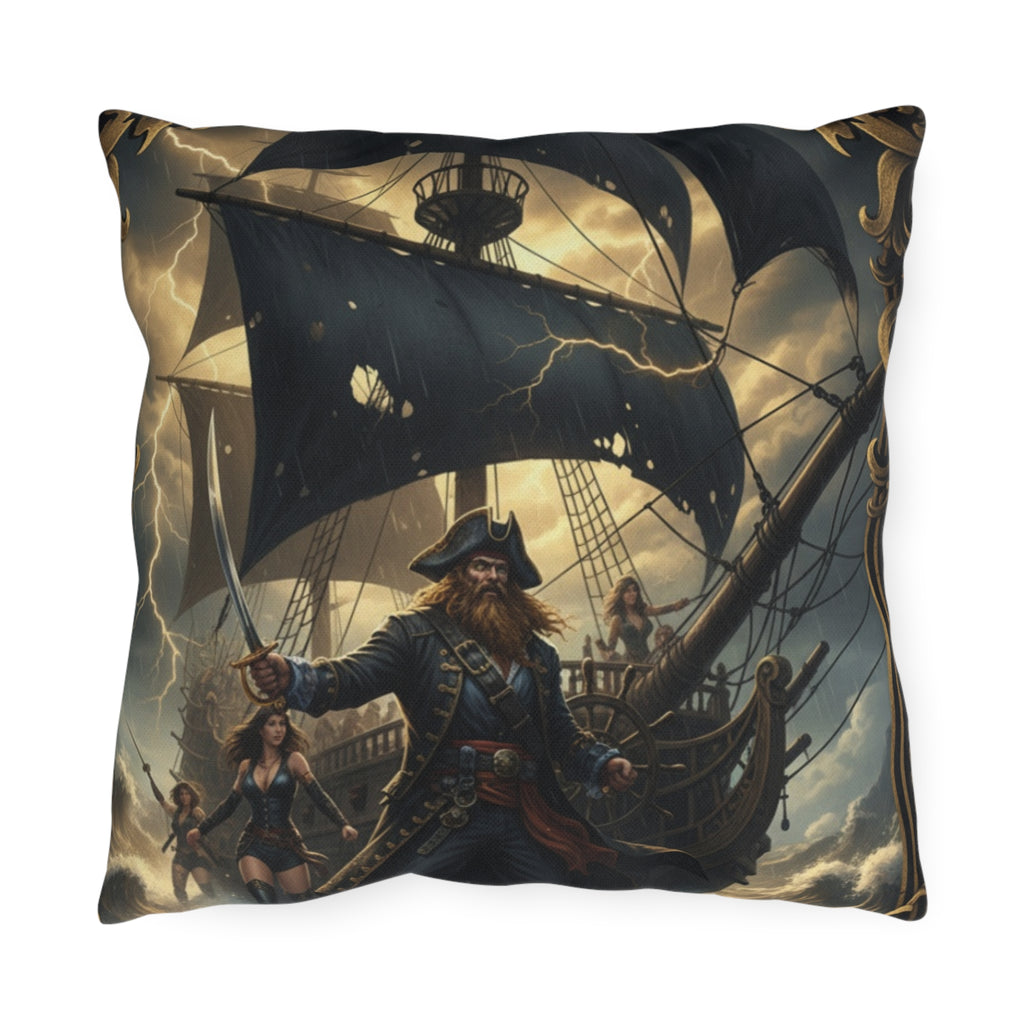 Pirate Captain Outdoor Pillow – Nautical Voyage Anchor Throw Cushion