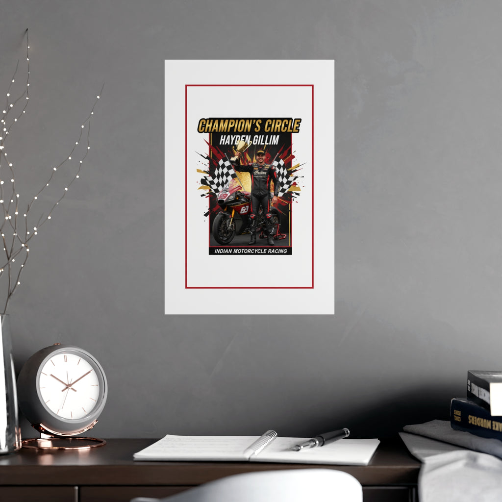 Champion's Circle Motorcycle Poster — Personalized Racing Matte Print