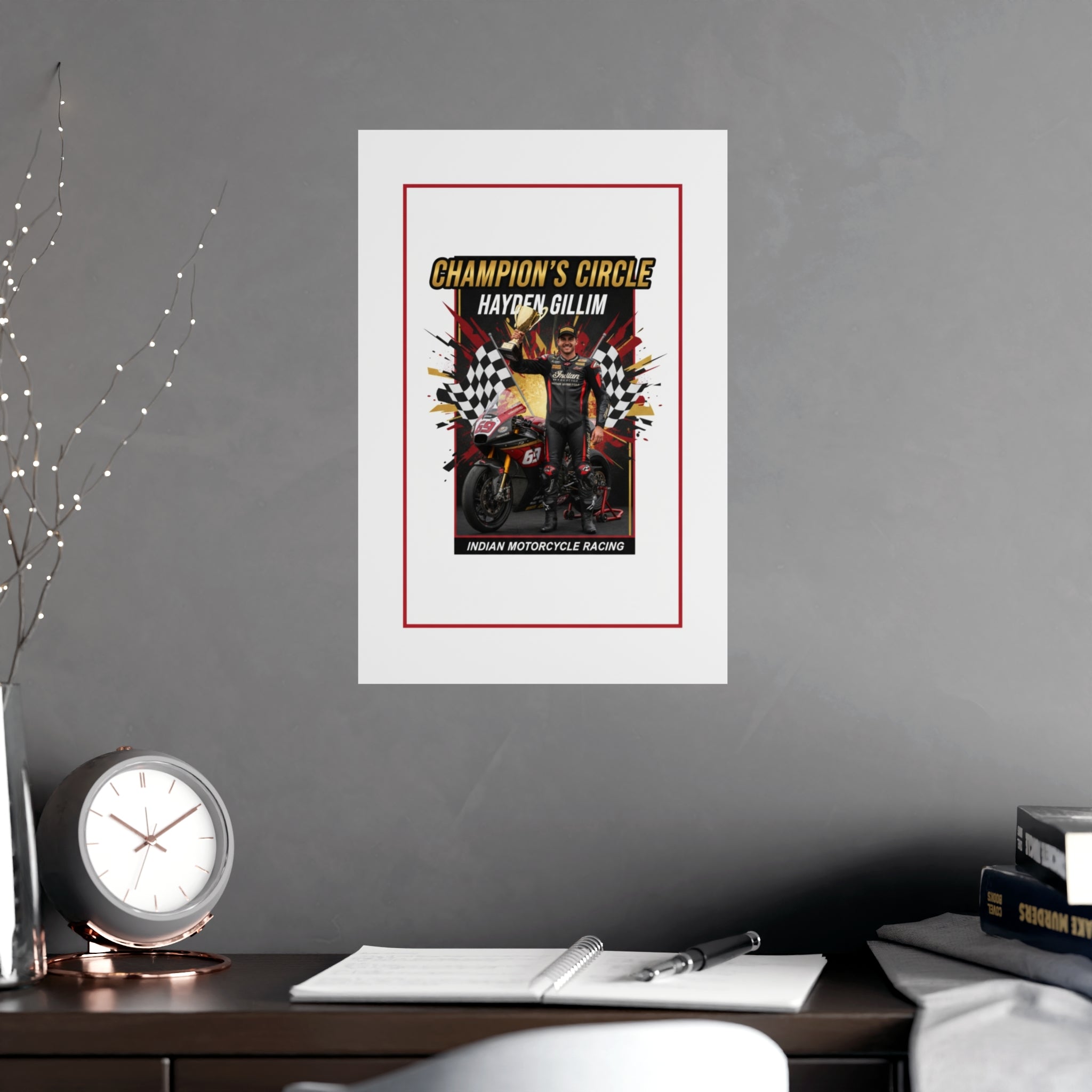 Champion's Circle Motorcycle Poster — Personalized Racing Matte Print