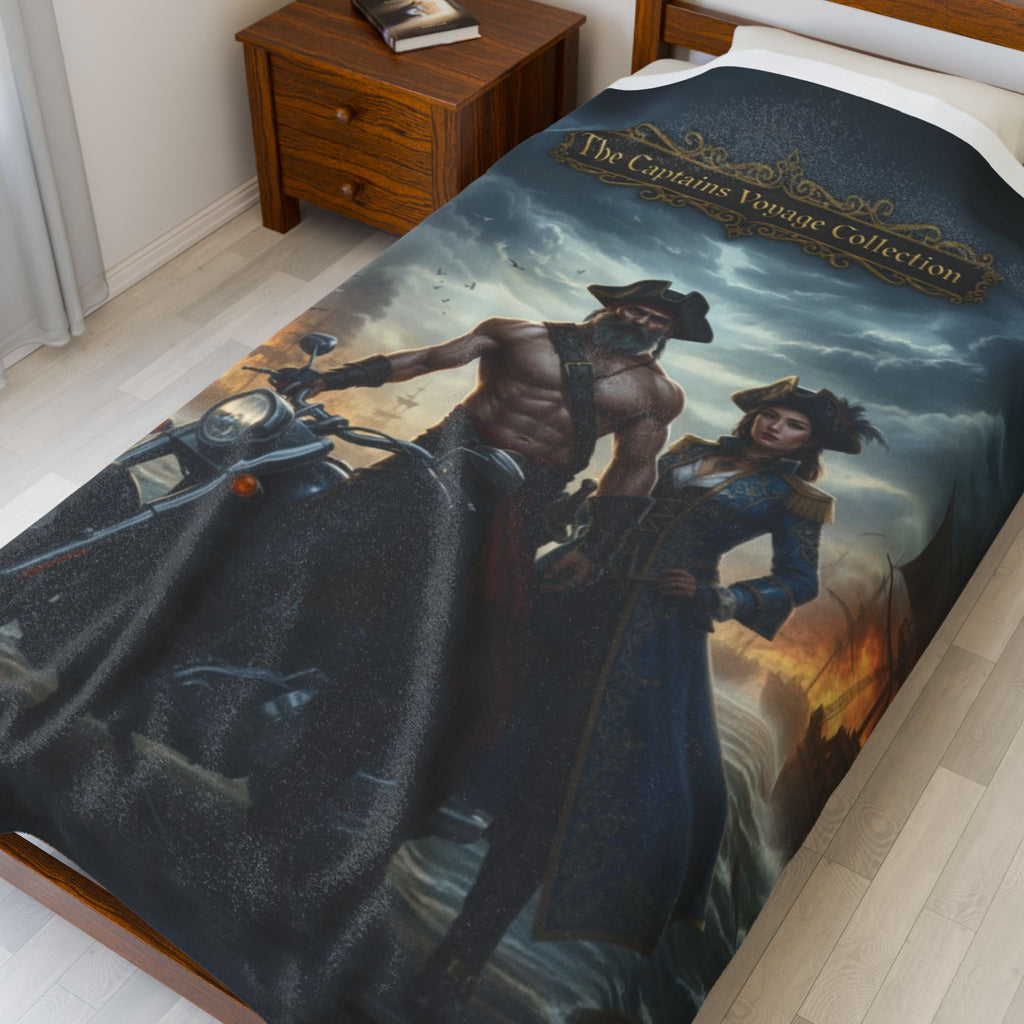 Velveteen Plush Blanket — "The Captain's Voyage Collection" Pirate & Biker Fantasy Throw