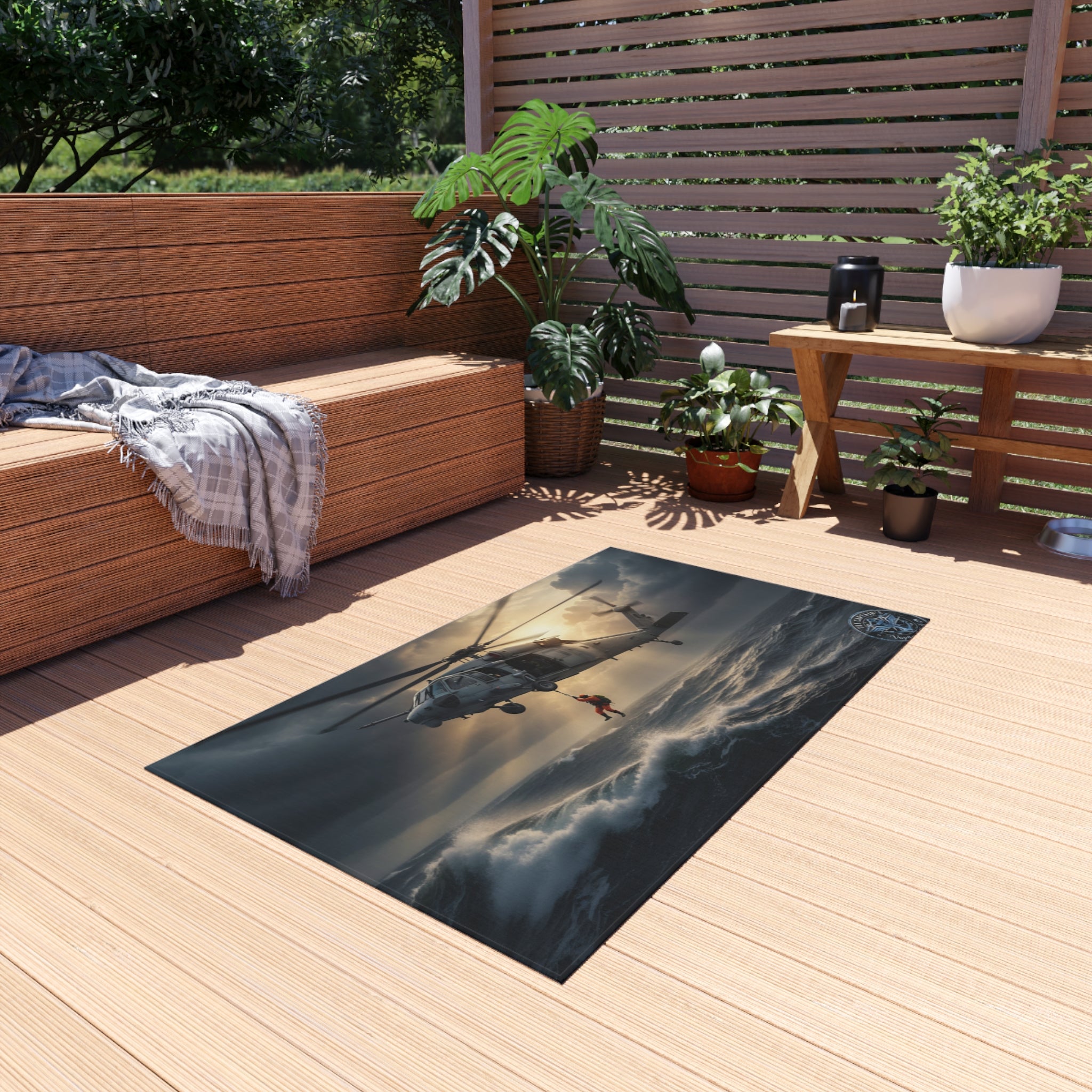 Outdoor Rug – Navy SAR Rescue Helicopter Scenic Mat