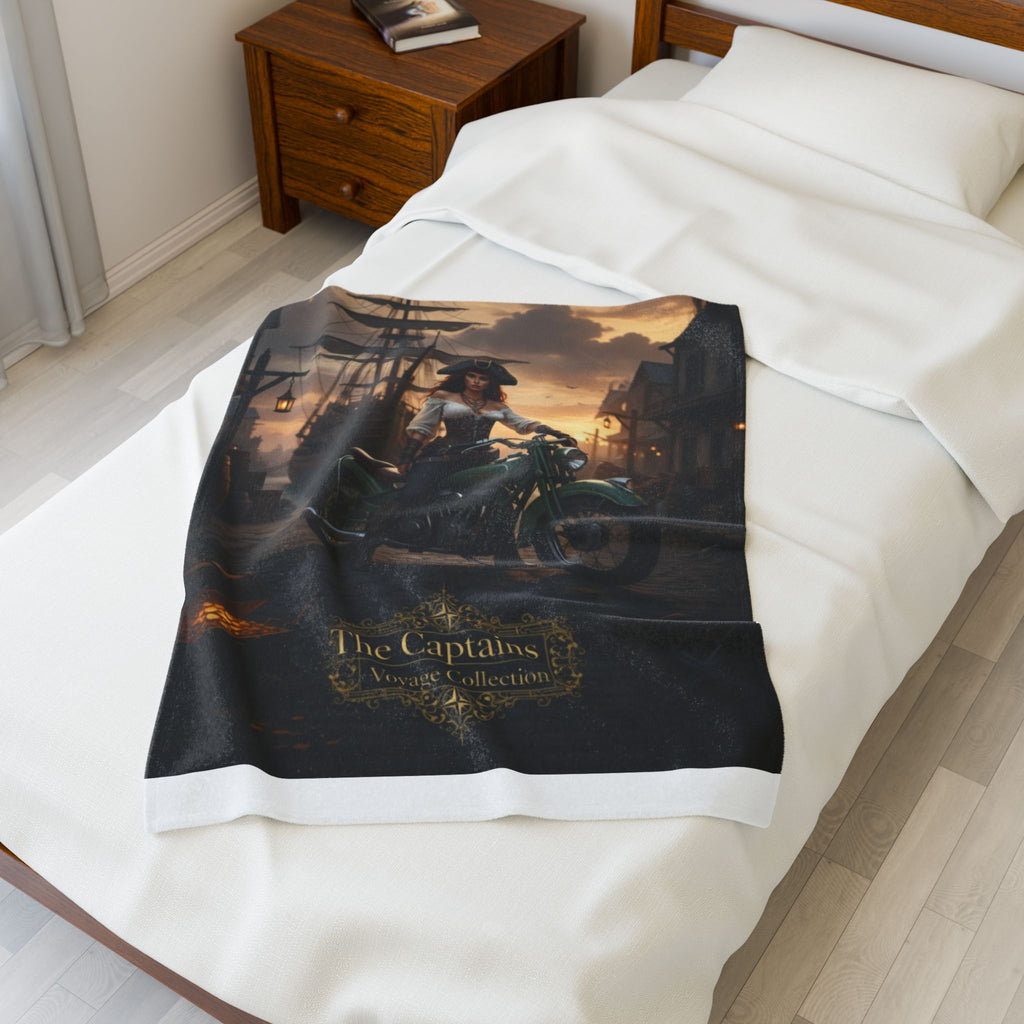 Captain's Vintage Motorcycle Velveteen Plush Blanket — "The Captains Vintage Collection"