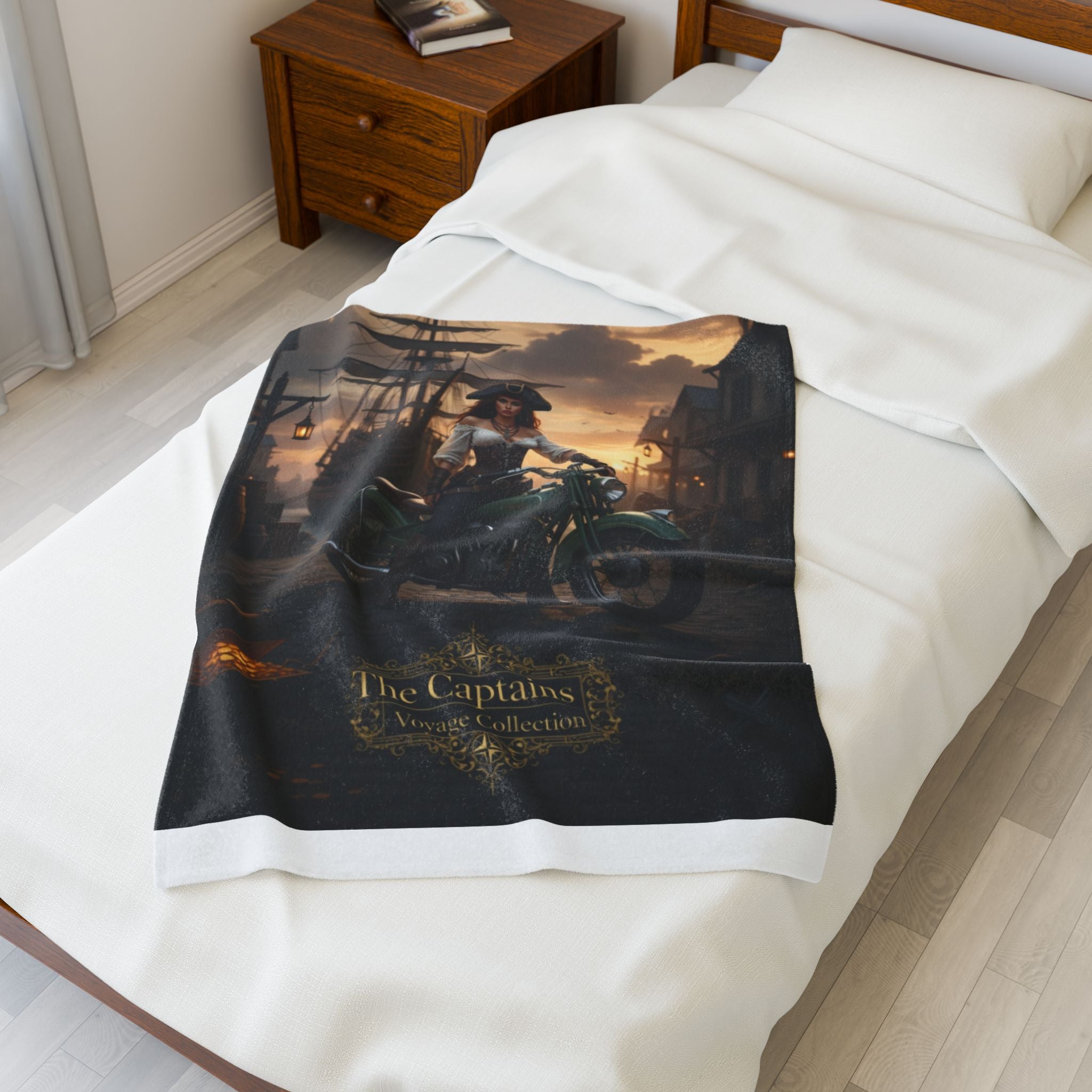 Captain's Vintage Motorcycle Velveteen Plush Blanket — "The Captains Vintage Collection"