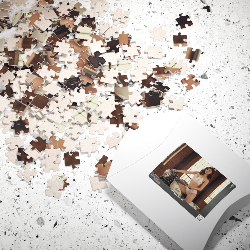 Vintage Motorcycle Pin-Up Puzzle – 520/1014 Piece Photo Jigsaw