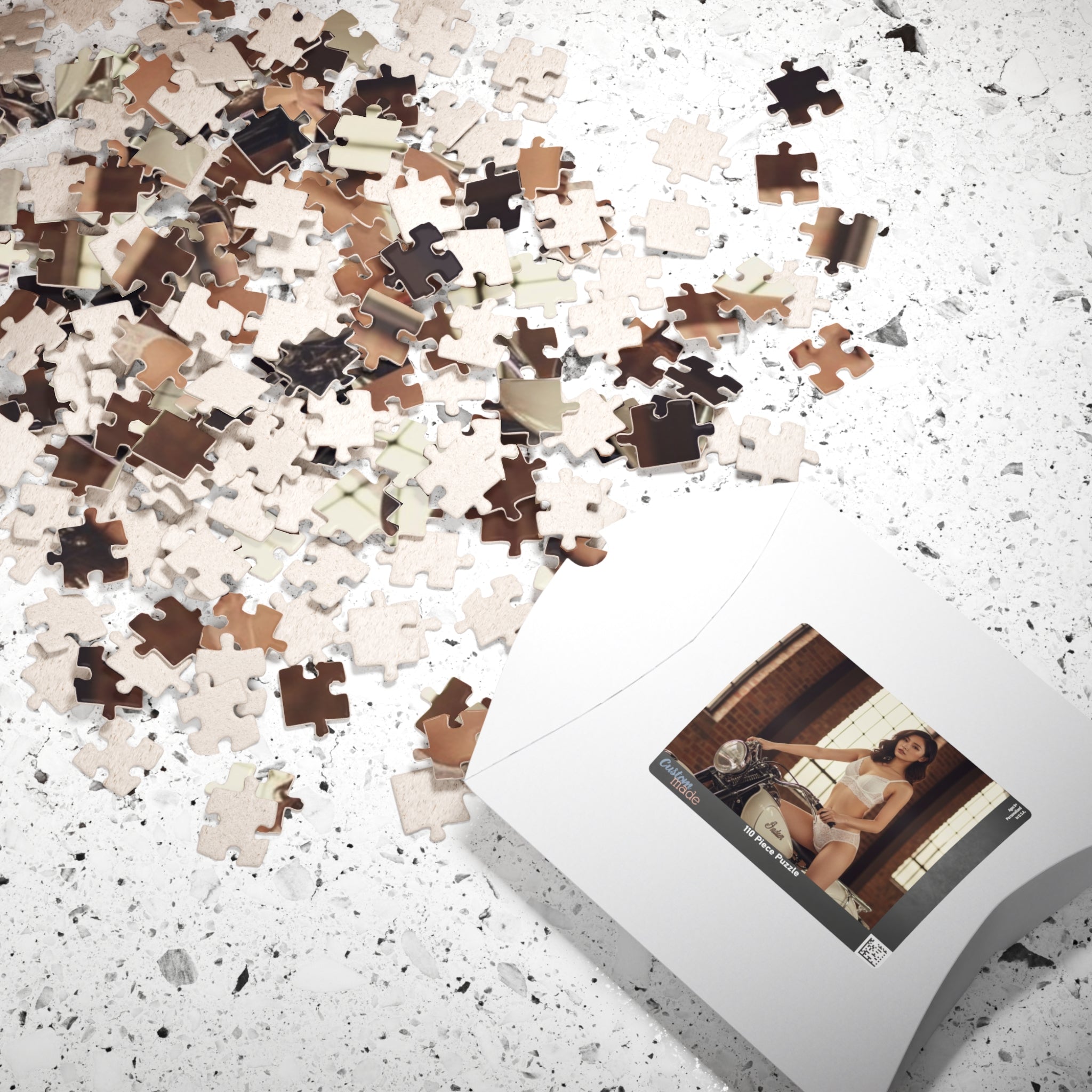 Vintage Motorcycle Pin-Up Puzzle – 520/1014 Piece Photo Jigsaw