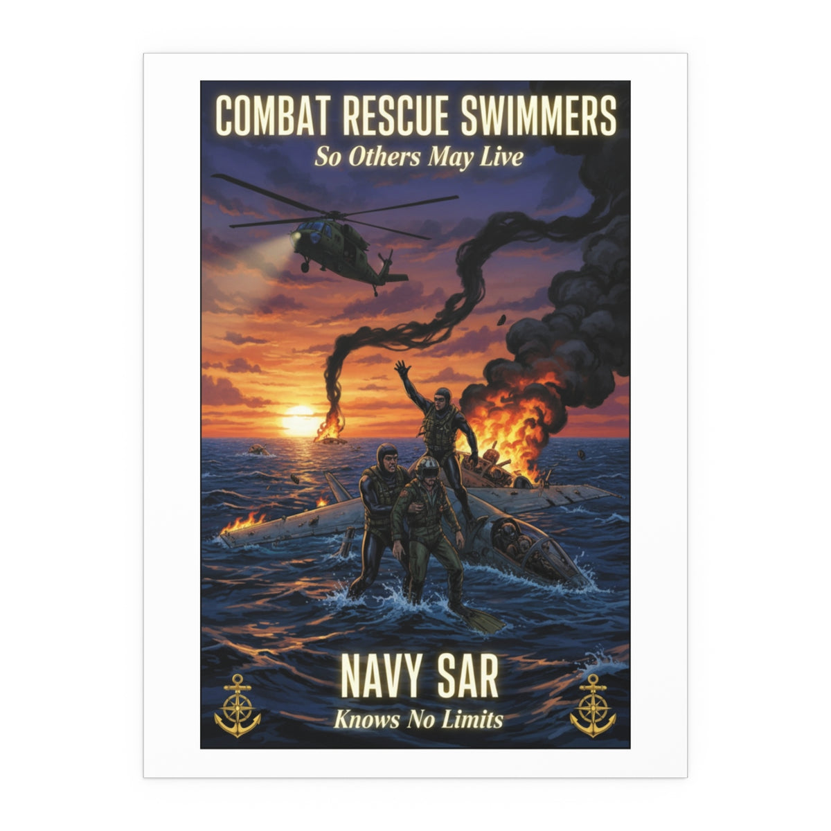 Navy SAR Combat Rescue Swimmers Silk Poster — Indoor/Outdoor Military Wall Art