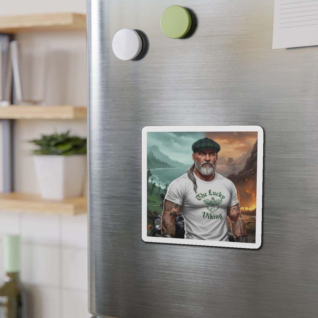 Die-Cut Magnet — "The Lucky Viking" Bearded Biker Design