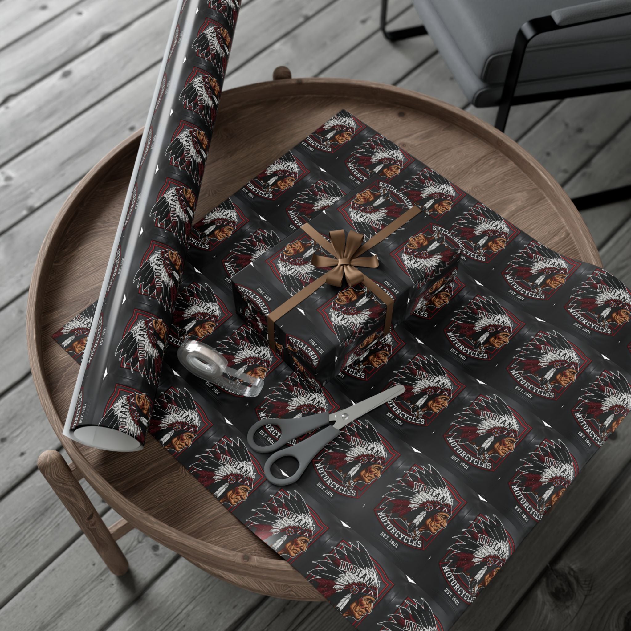 Motorcycles Indian Chief Gift Wrap Paper – Vintage Biker Wrapping Sheets
