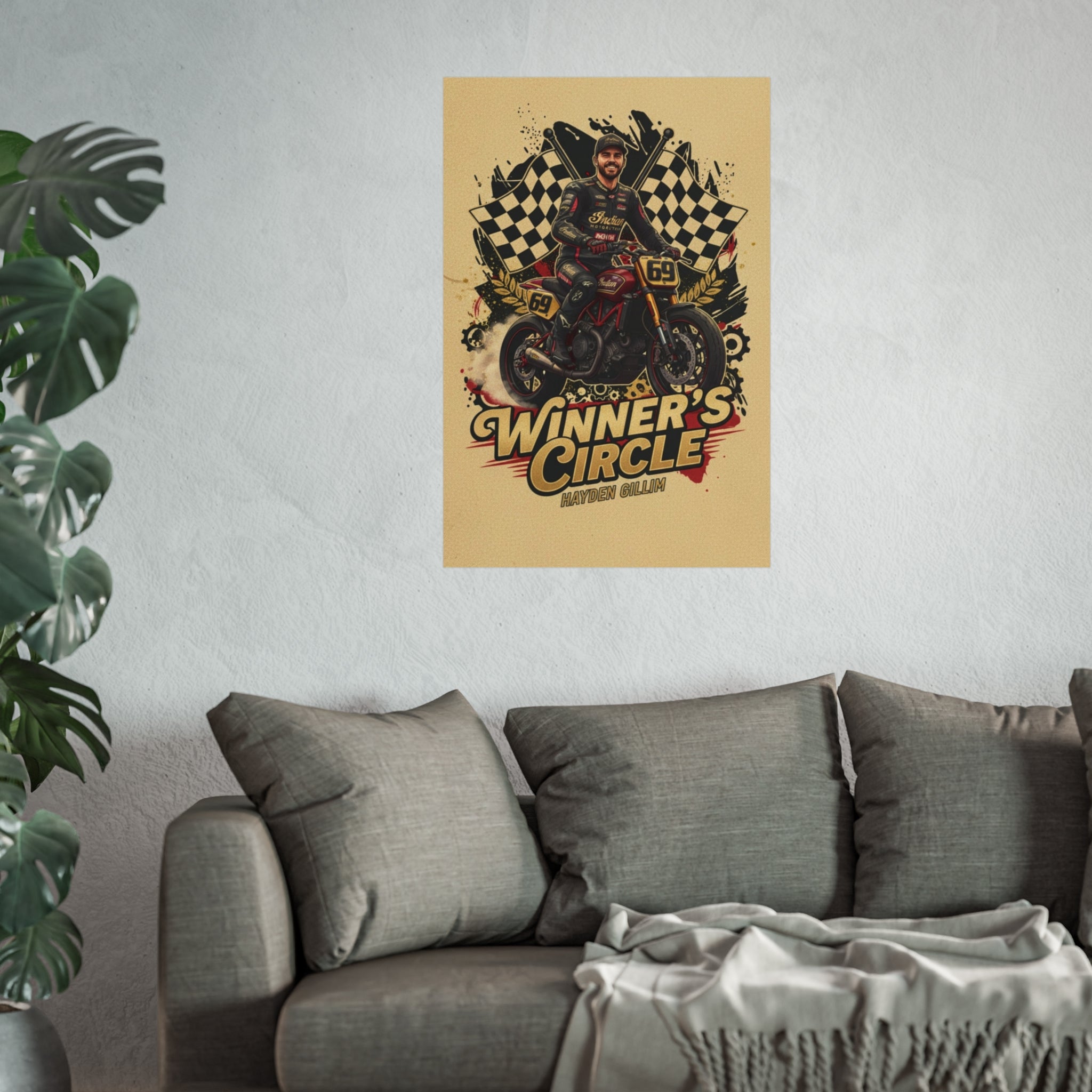 Winner's Circle Motorcycle Poster — Vintage Racing Fine Art Print