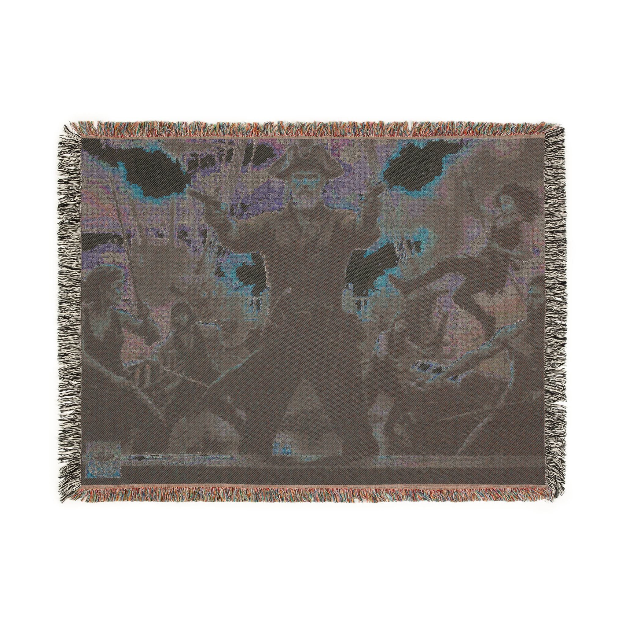 Pirate Captain Throw Blanket — Vintage Ship Battle Woven Tapestry
