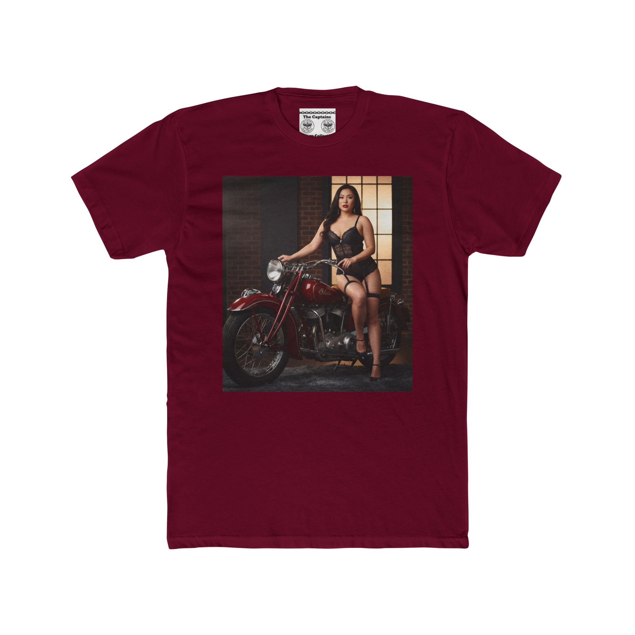 Vintage Motorcycle Pinup Tee — Retro Biker Photo Graphic T-Shirt