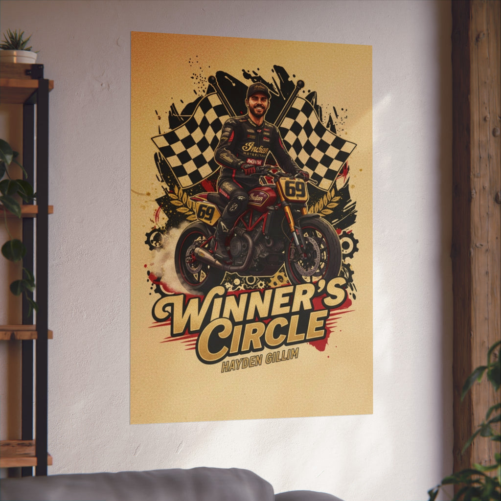 Winner's Circle Motorcycle Poster — Vintage Racing Fine Art Print