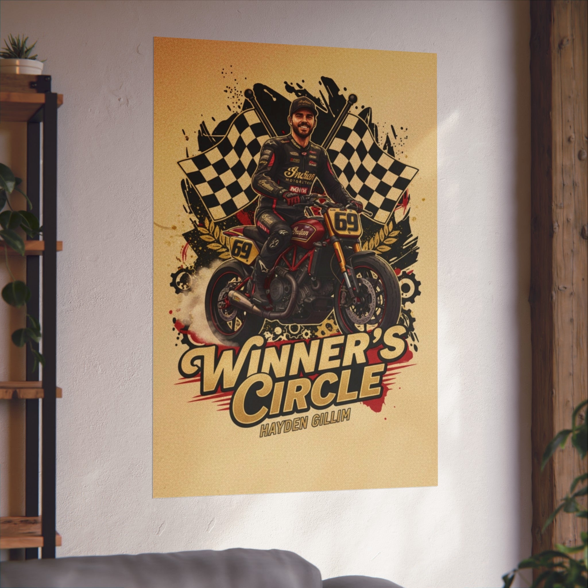 Winner's Circle Motorcycle Poster — Vintage Racing Fine Art Print