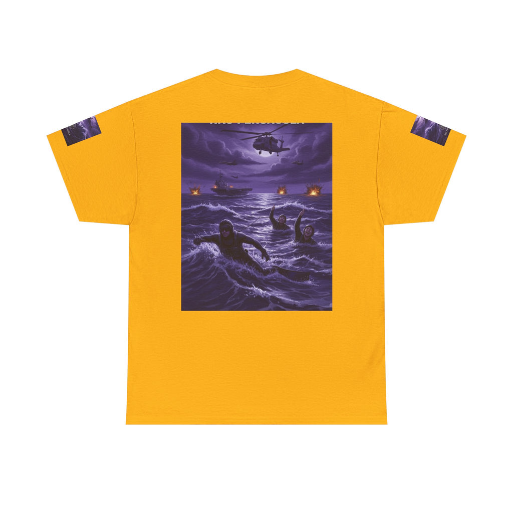 Rescue Night Tee — Purple Helicopter Sea Rescue Graphic T-Shirt