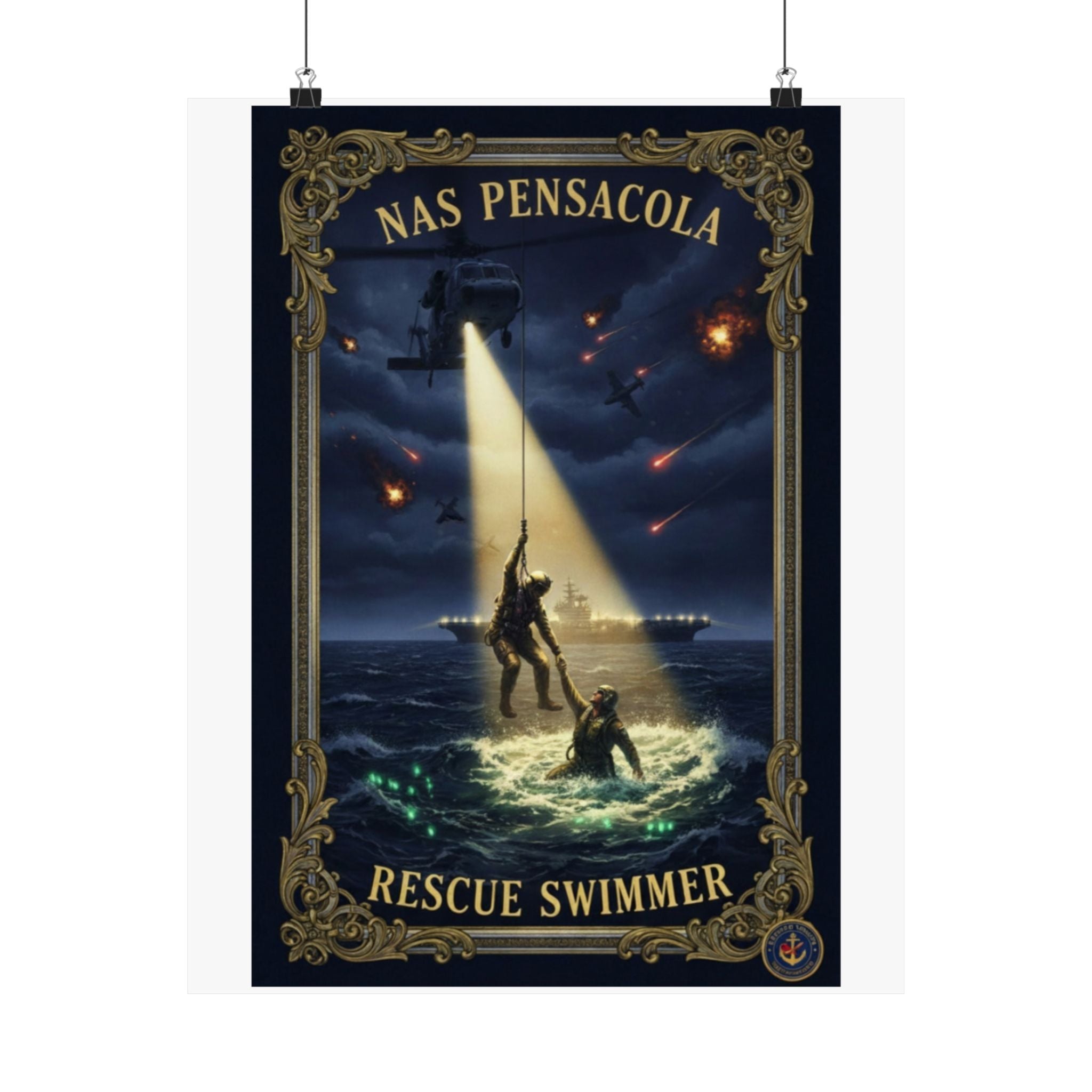 Rescue Swimmer Poster — NAS Pensacola Matte Vertical Wall Art